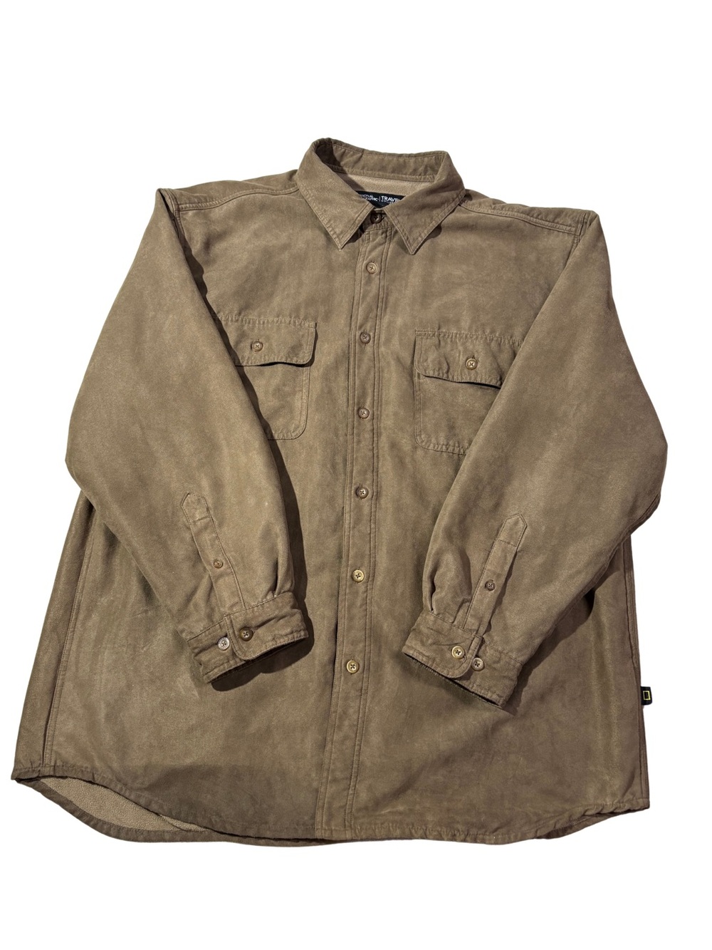 National Geographic Men's Brown Button Lined Shirt Jacket XL